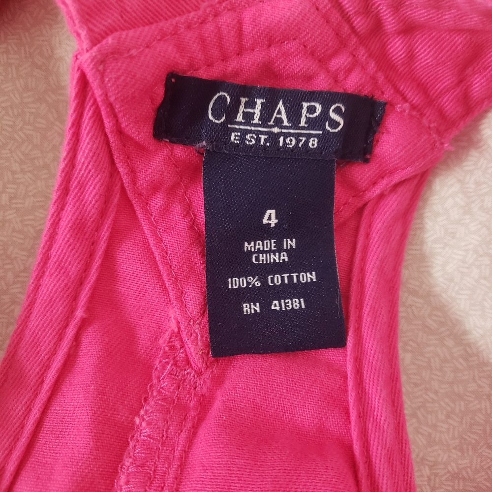Chaps Overall Dress girls size 4 Barbie pink Bib dress - Picture 3 of 4